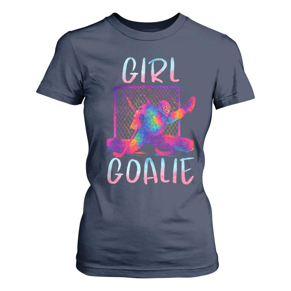 Funny Ice Hockey Girl Goalie Splatter Art T Shirt For Women Gift For Women TS12 Navy Print Your Wear