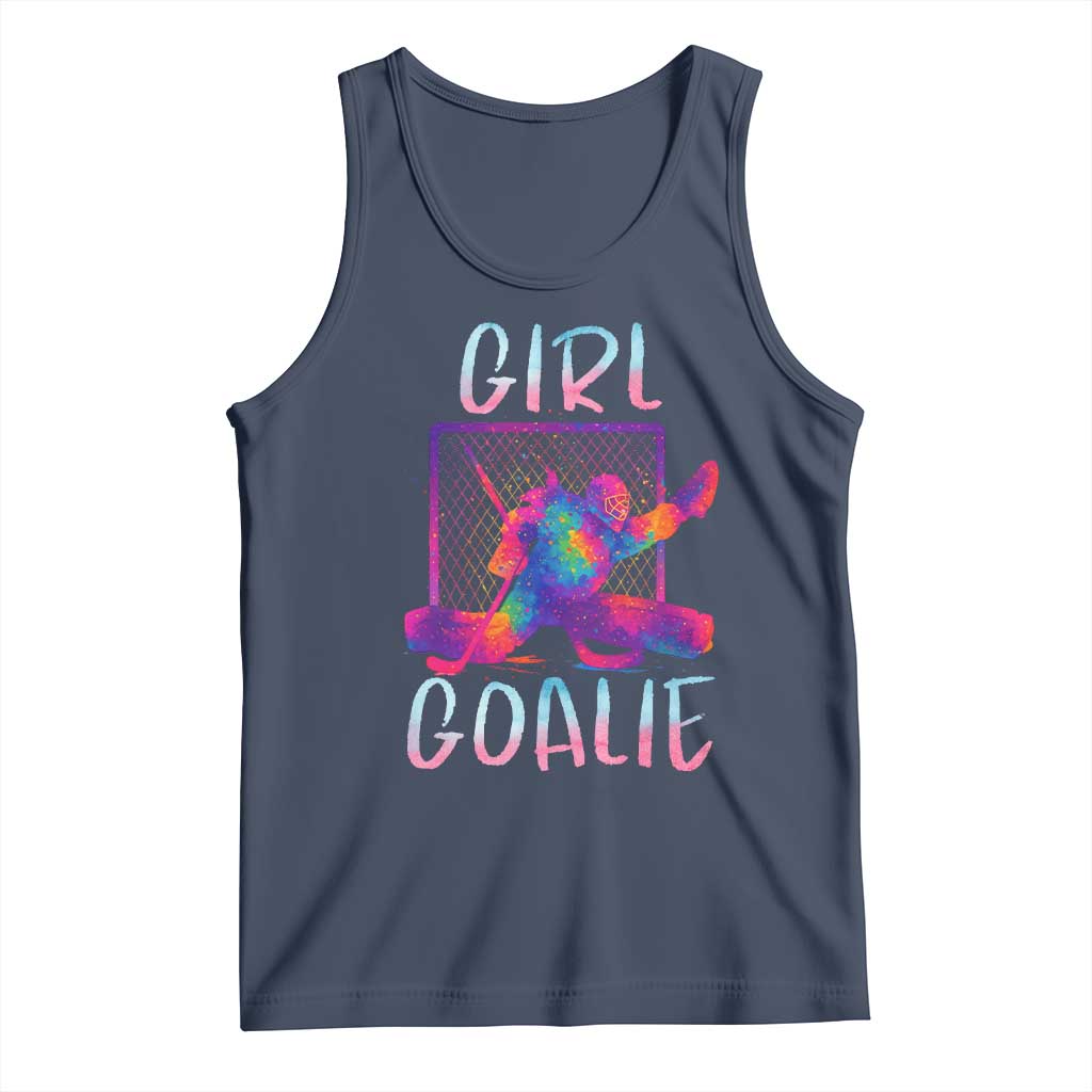 Funny Ice Hockey Girl Goalie Splatter Art Tank Top Gift For Women TS12 Navy Print Your Wear