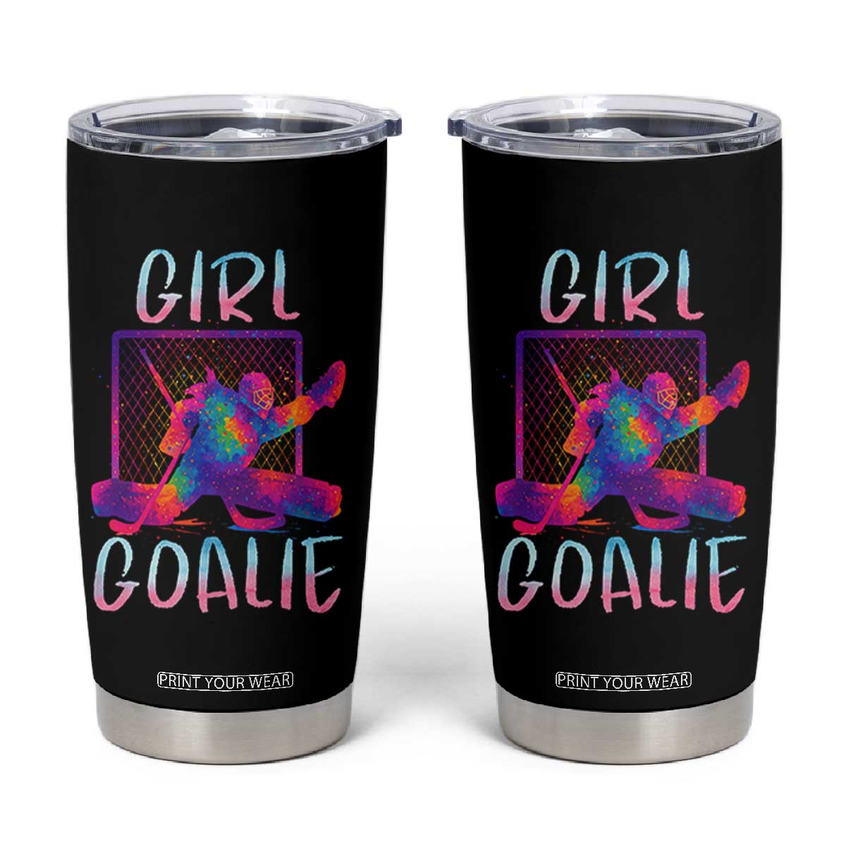 Funny Ice Hockey Girl Goalie Splatter Art Tumbler Cup Gift For Women TS12 Black Print Your Wear