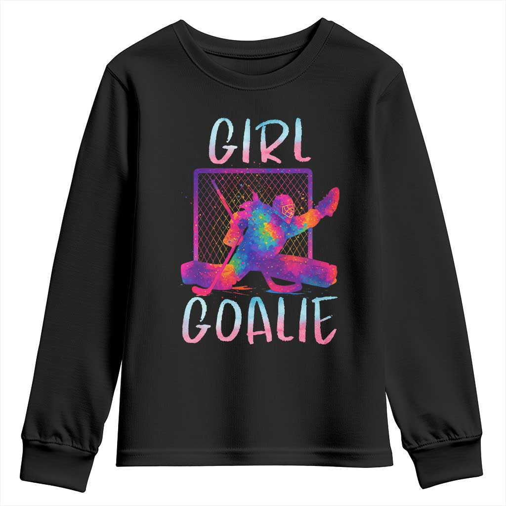Funny Ice Hockey Girl Goalie Splatter Art Youth Sweatshirt Gift For Women TS12 Black Print Your Wear