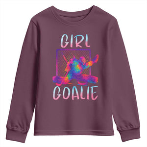 Funny Ice Hockey Girl Goalie Splatter Art Youth Sweatshirt Gift For Women TS12 Maroon Print Your Wear