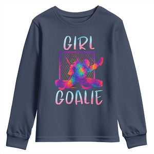 Funny Ice Hockey Girl Goalie Splatter Art Youth Sweatshirt Gift For Women TS12 Navy Print Your Wear