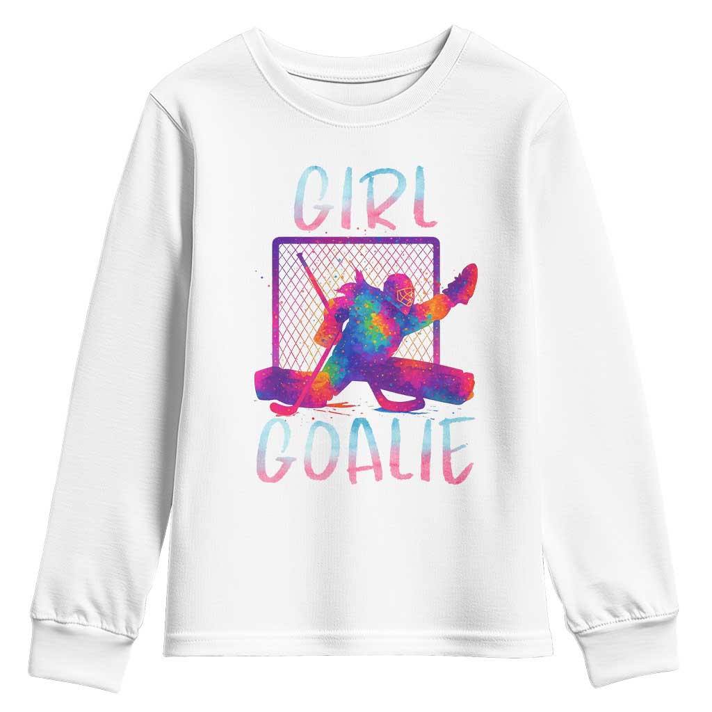 Funny Ice Hockey Girl Goalie Splatter Art Youth Sweatshirt Gift For Women TS12 White Print Your Wear