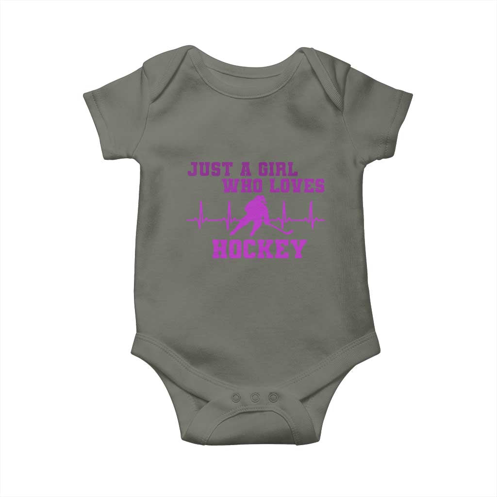 Funny Just A Girl Who Loves Hockey Baby Onesie Gift For Women TS12 Military Green Print Your Wear