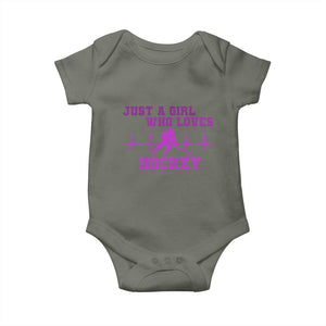Funny Just A Girl Who Loves Hockey Baby Onesie Gift For Women TS12 Military Green Print Your Wear