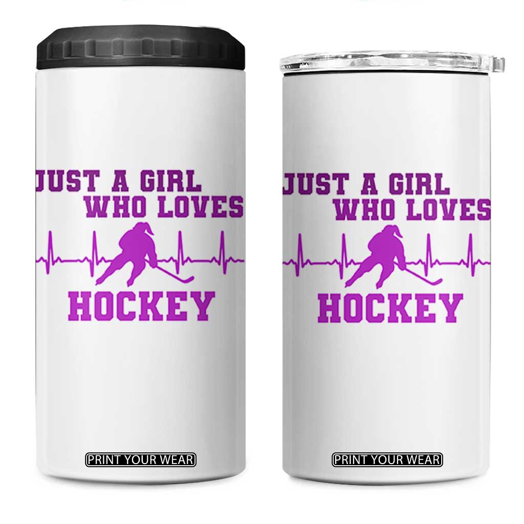 Funny Just A Girl Who Loves Hockey 4 in 1 Can Cooler Tumbler Gift For Women TS12 One Size: 16 oz White Print Your Wear