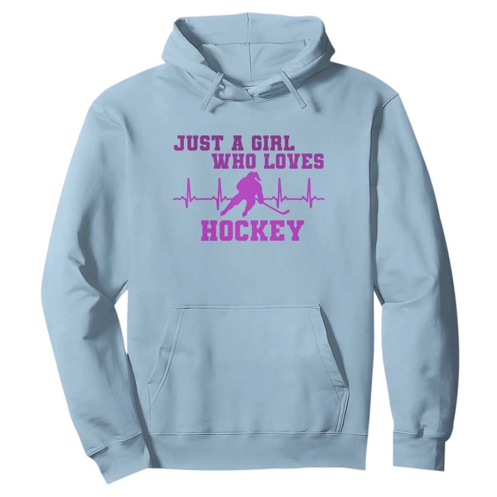 Funny Just A Girl Who Loves Hockey Hoodie Gift For Women TS12 Light Blue Print Your Wear