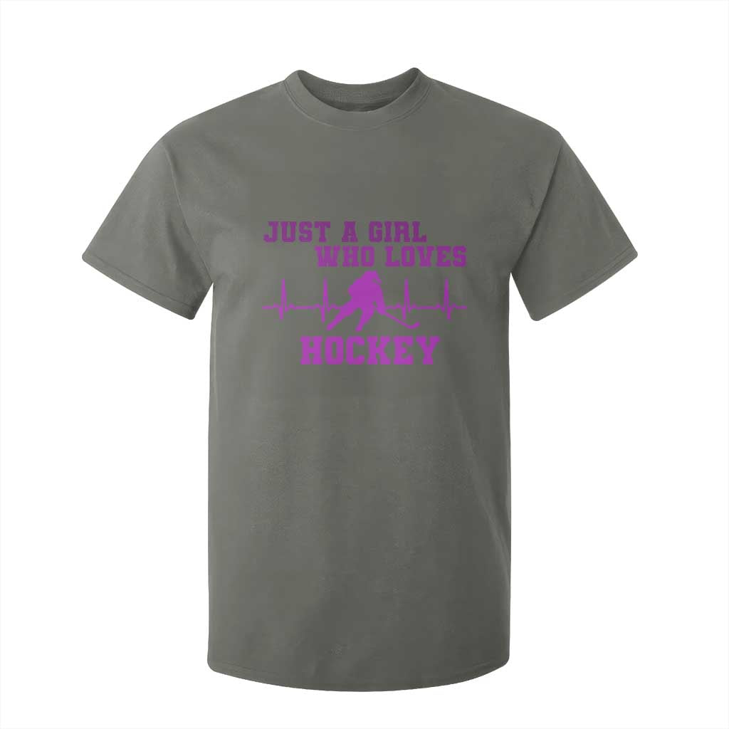Funny Just A Girl Who Loves Hockey T Shirt For Kid Gift For Women TS12 Military Green Print Your Wear