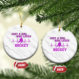 Funny Just A Girl Who Loves Hockey Ceramic Ornament Gift For Women TS12 1pc White Marble Print Your Wear
