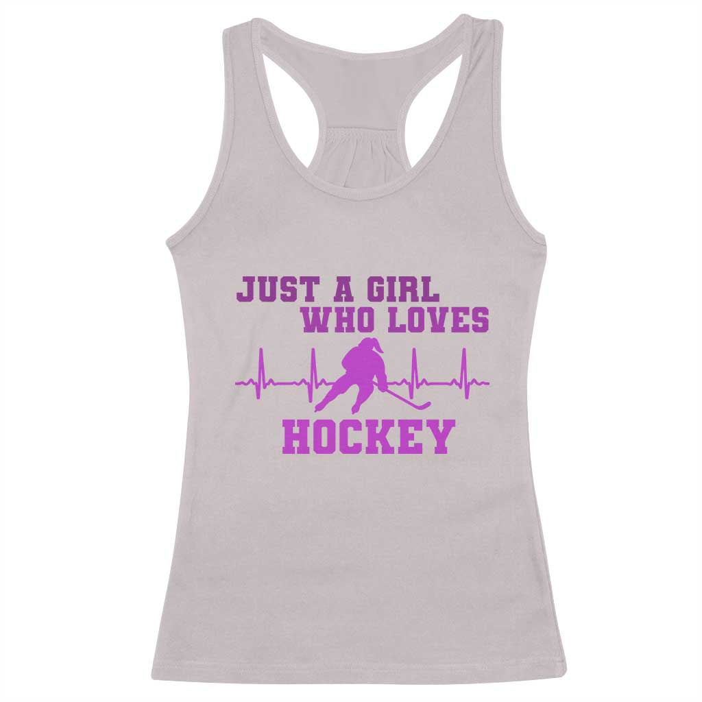 Funny Just A Girl Who Loves Hockey Racerback Tank Top Gift For Women TS12 Ice Gray Print Your Wear