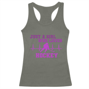 Funny Just A Girl Who Loves Hockey Racerback Tank Top Gift For Women TS12 Military Green Print Your Wear