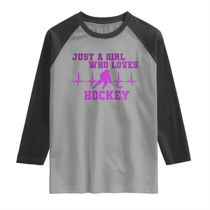 Funny Just A Girl Who Loves Hockey Raglan Shirt Gift For Women TS12 Sport Gray Black Print Your Wear