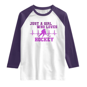 Funny Just A Girl Who Loves Hockey Raglan Shirt Gift For Women TS12 White Purple Print Your Wear