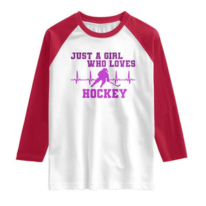 Funny Just A Girl Who Loves Hockey Raglan Shirt Gift For Women TS12 White Red Print Your Wear
