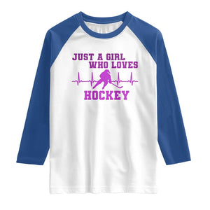 Funny Just A Girl Who Loves Hockey Raglan Shirt Gift For Women TS12 White Royal Print Your Wear