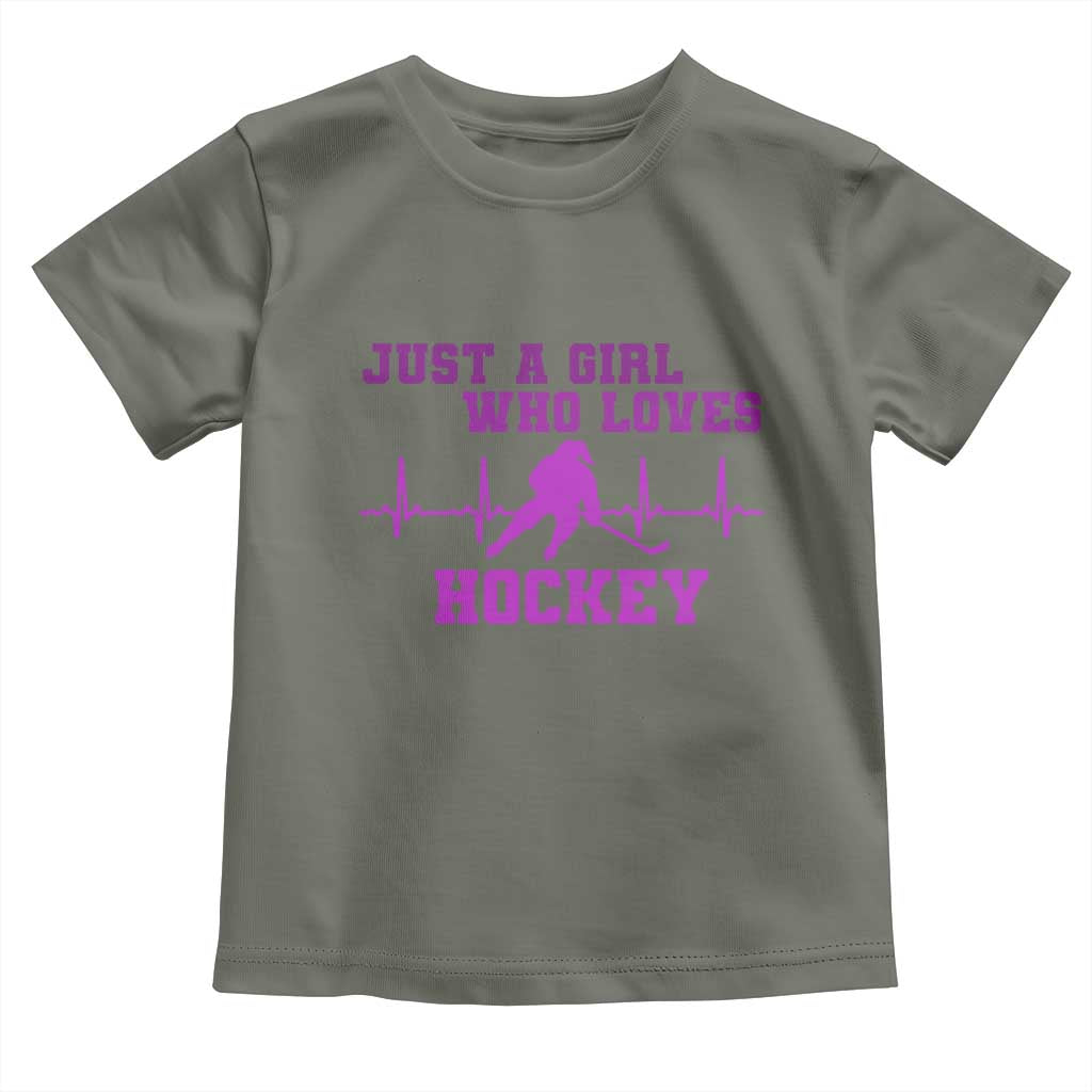 Funny Just A Girl Who Loves Hockey Toddler T Shirt Gift For Women TS12 Military Green Print Your Wear