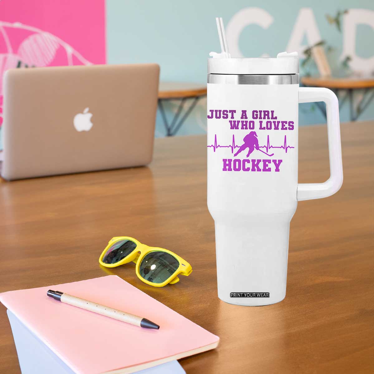 Funny Just A Girl Who Loves Hockey Tumbler With Handle Gift For Women TS12 Print Your Wear