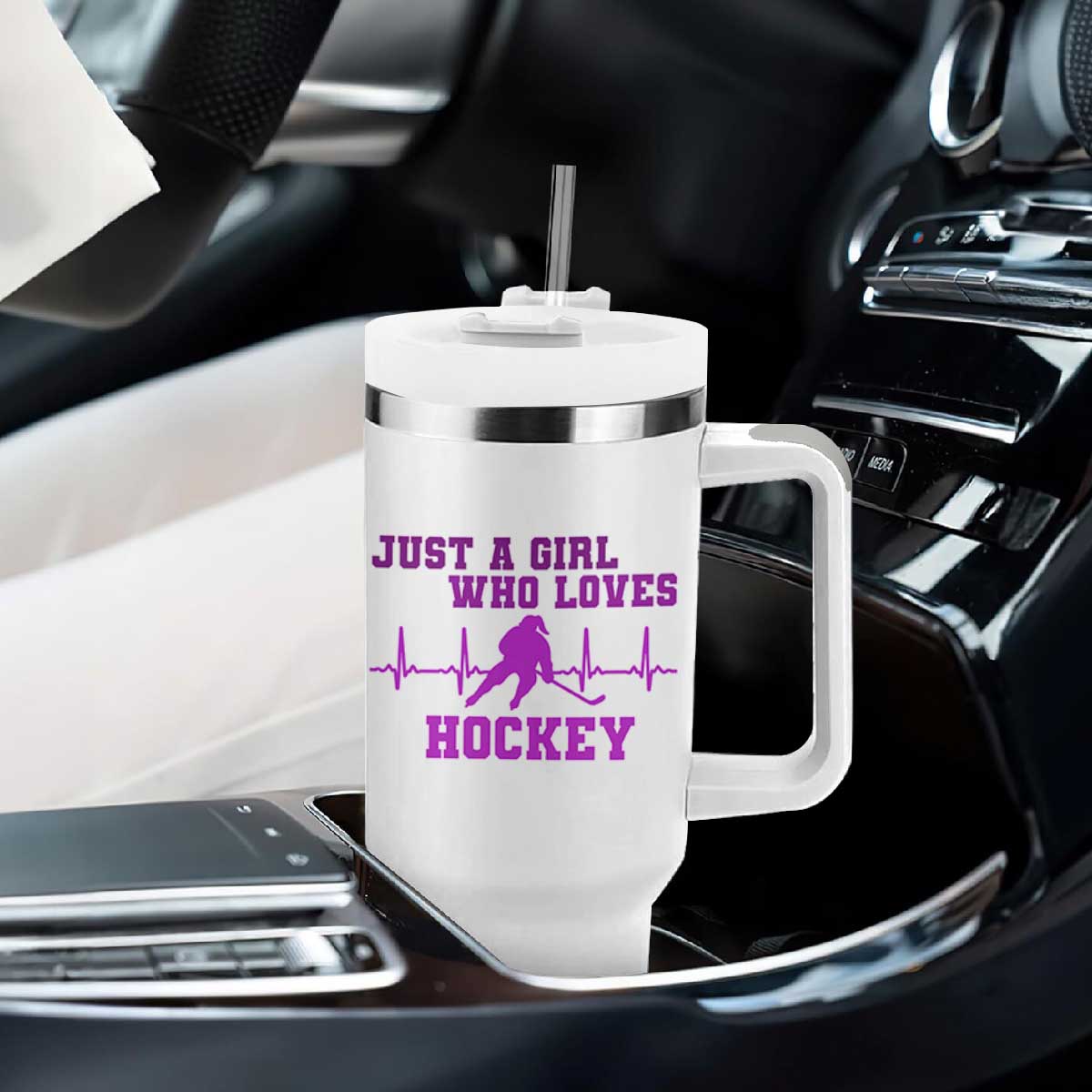 Funny Just A Girl Who Loves Hockey Tumbler With Handle Gift For Women TS12 Print Your Wear