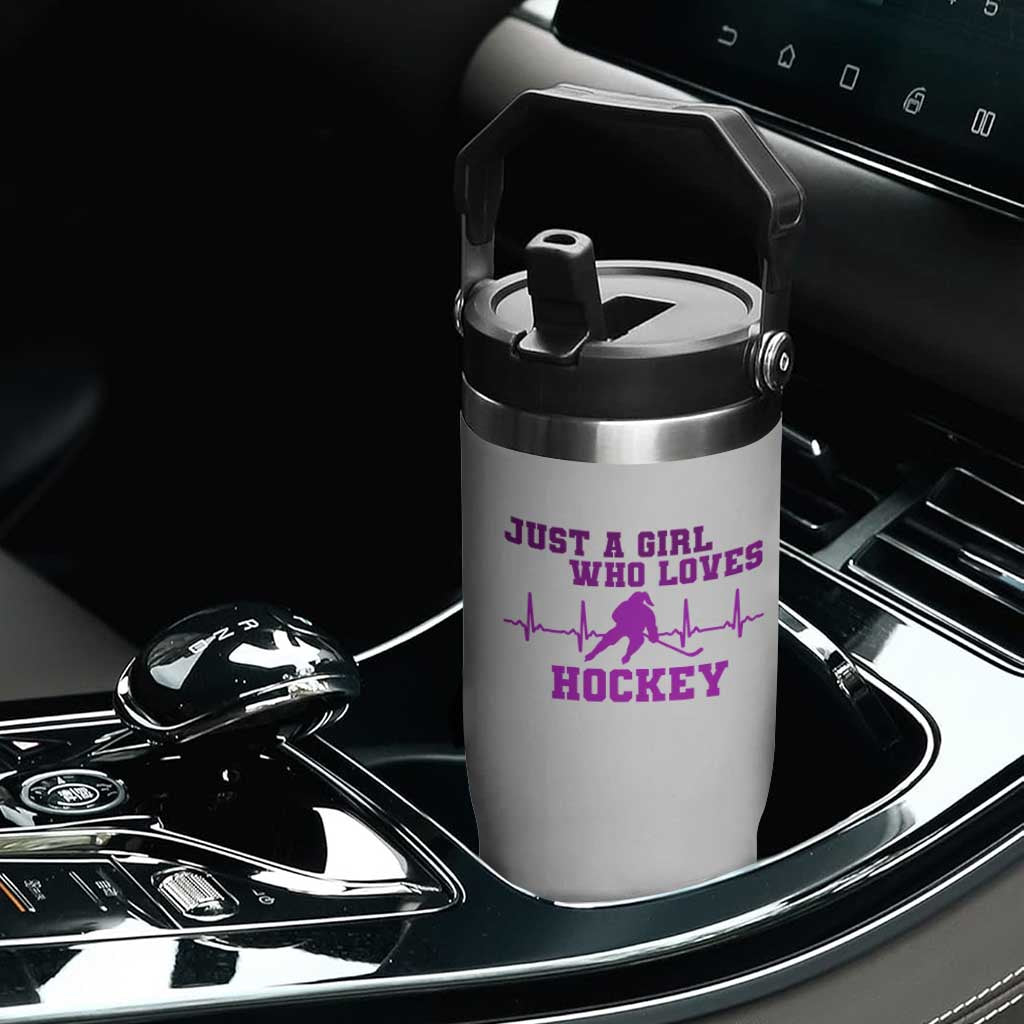 Funny Just A Girl Who Loves Hockey Flip Straw Tumbler Gift For Women TS12 Print Your Wear