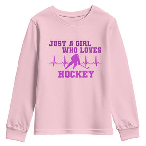 Funny Just A Girl Who Loves Hockey Youth Sweatshirt Gift For Women TS12 Light Pink Print Your Wear