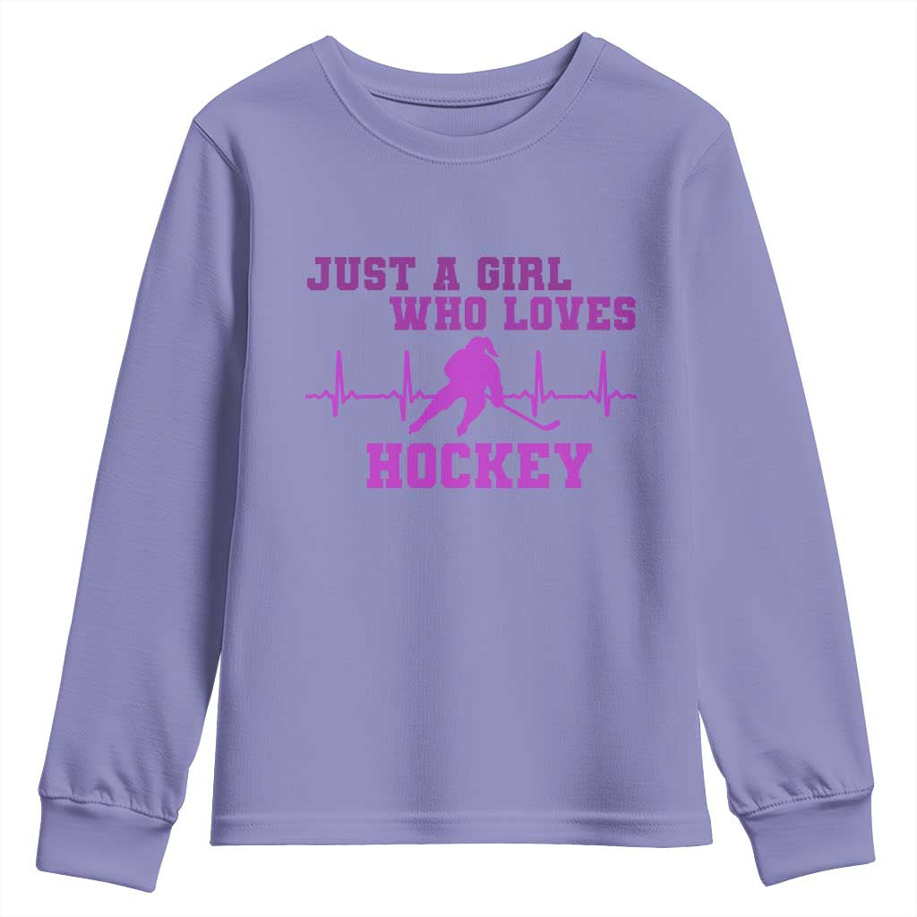 Funny Just A Girl Who Loves Hockey Youth Sweatshirt Gift For Women TS12 Violet Print Your Wear
