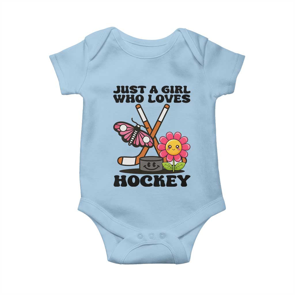 Just A Girl Who Loves Ice Hockey Baby Onesie Sports Lover Gift TS12 Light Blue Print Your Wear