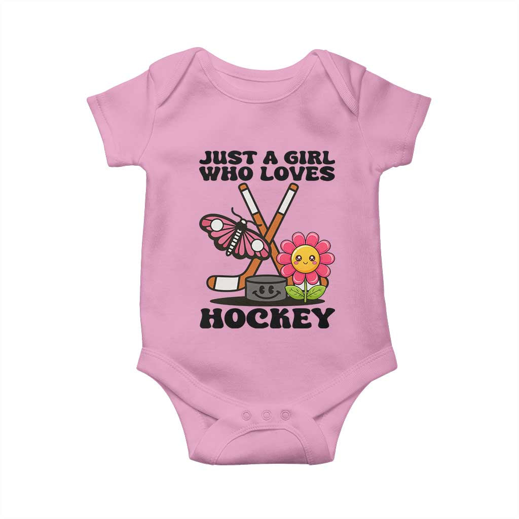 Just A Girl Who Loves Ice Hockey Baby Onesie Sports Lover Gift TS12 Light Pink Print Your Wear