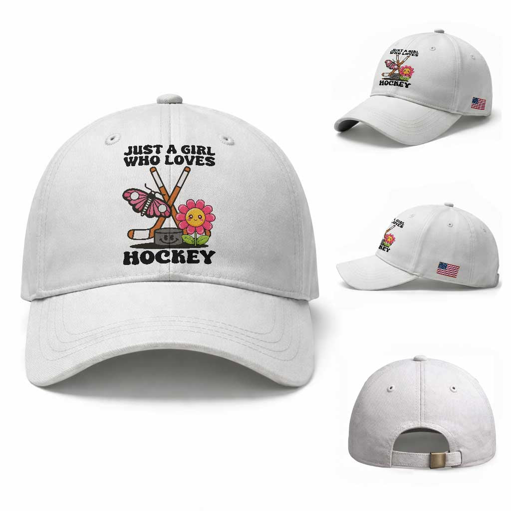 Just A Girl Who Loves Ice Hockey Baseball Cap Sports Lover Gift TS12 Baseball Cap Universal Fit White Print Your Wear