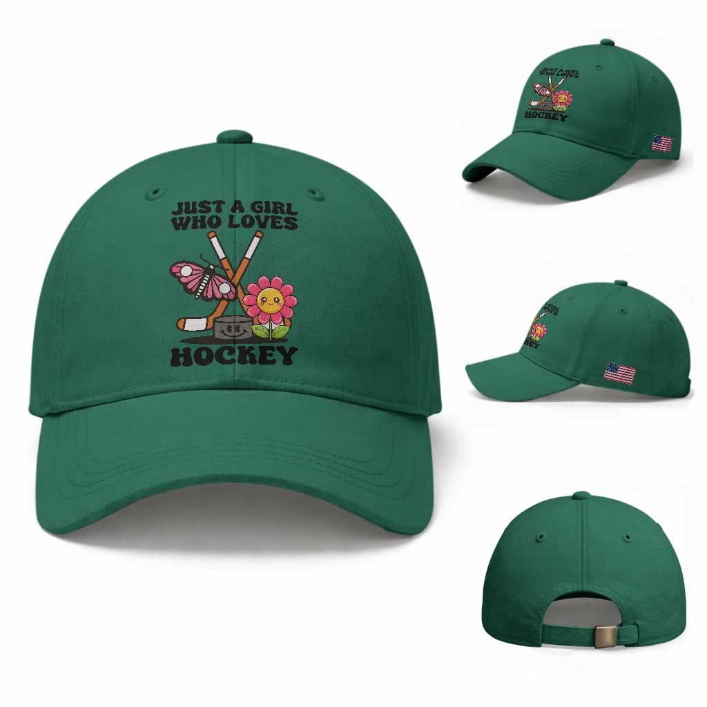 Just A Girl Who Loves Ice Hockey Baseball Cap Sports Lover Gift TS12 Baseball Cap Universal Fit Irish Green Print Your Wear