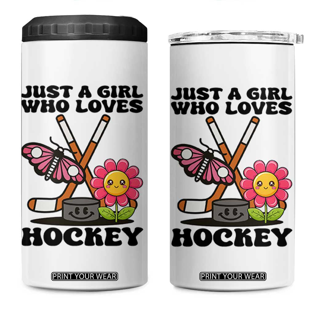 Just A Girl Who Loves Ice Hockey 4 in 1 Can Cooler Tumbler Sports Lover Gift TS12 One Size: 16 oz White Print Your Wear