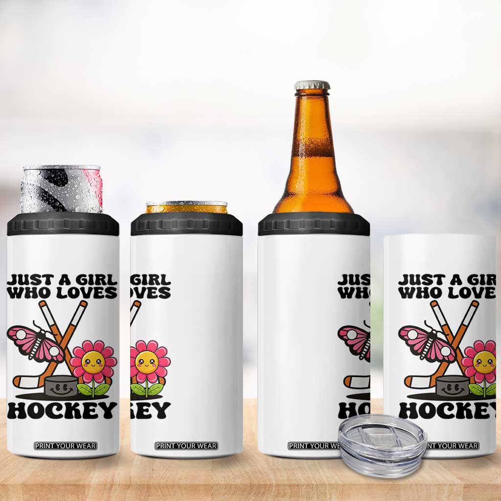 Just A Girl Who Loves Ice Hockey 4 in 1 Can Cooler Tumbler Sports Lover Gift TS12 Print Your Wear