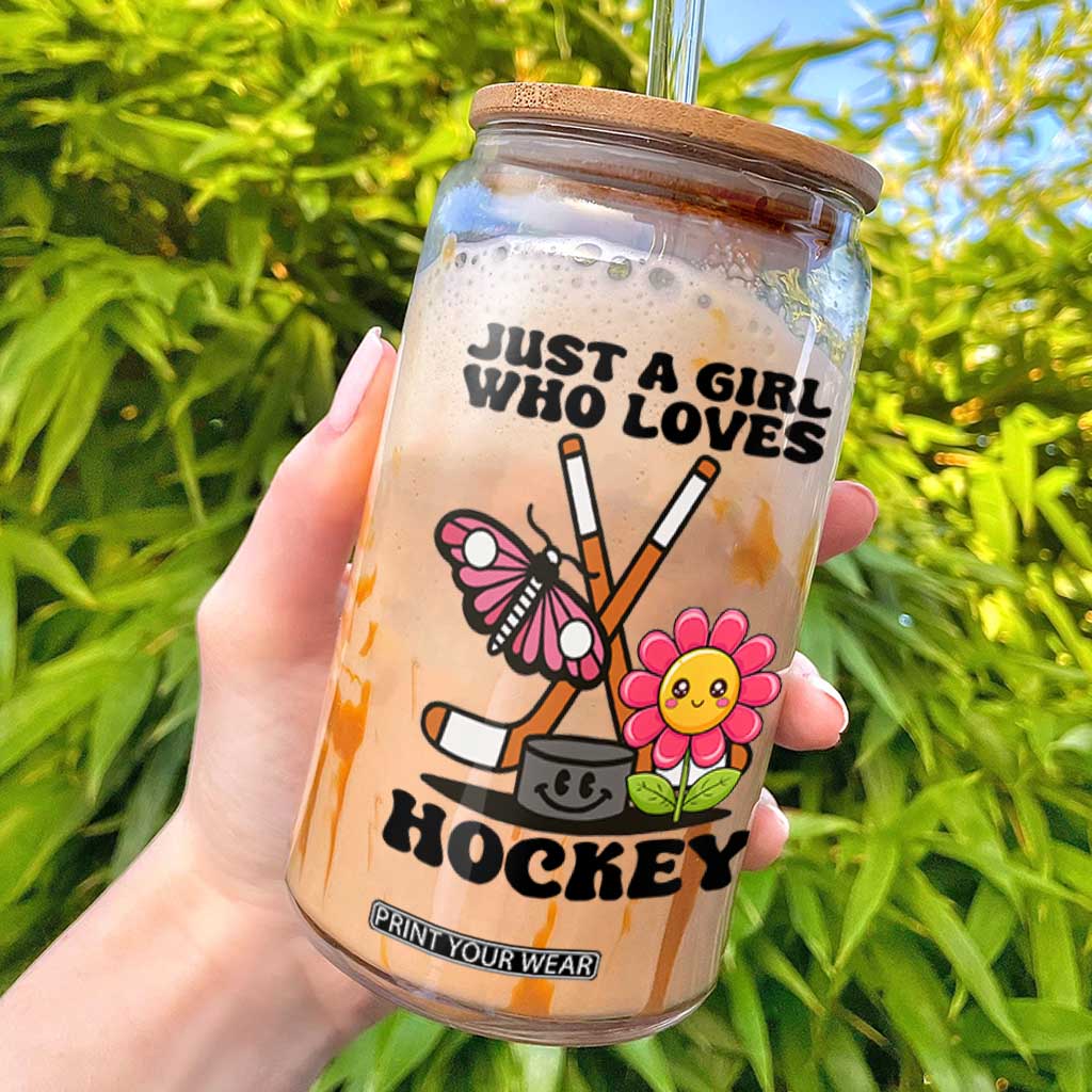 Just A Girl Who Loves Ice Hockey Glass Can Sports Lover Gift TS12 White Print Your Wear