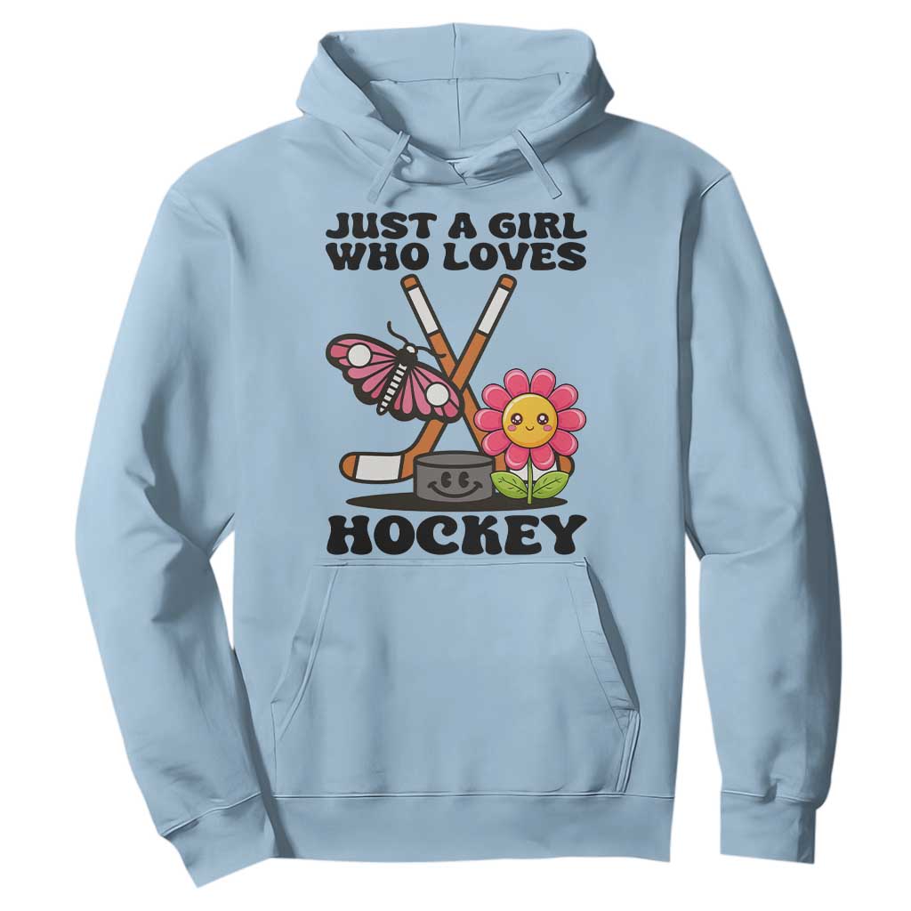 Just A Girl Who Loves Ice Hockey Hoodie Sports Lover Gift TS12 Light Blue Print Your Wear