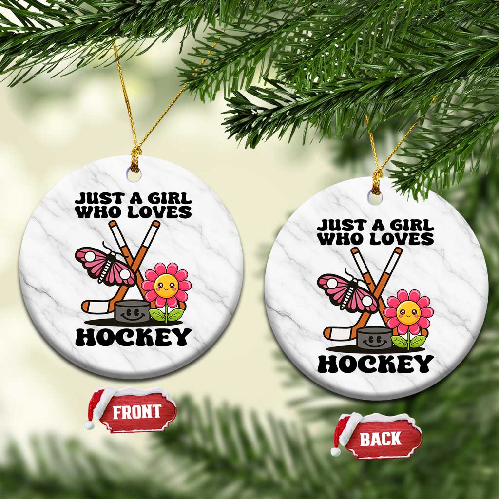 Just A Girl Who Loves Ice Hockey Ceramic Ornament Sports Lover Gift TS12 1pc White Marble Print Your Wear