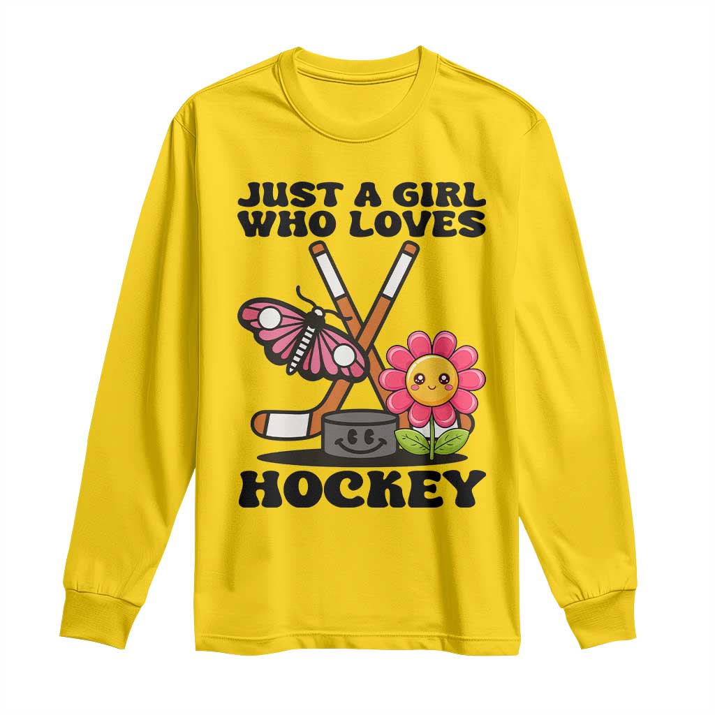 Just A Girl Who Loves Ice Hockey Long Sleeve Shirt Sports Lover Gift TS12 Daisy Print Your Wear