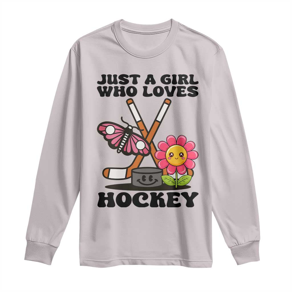 Just A Girl Who Loves Ice Hockey Long Sleeve Shirt Sports Lover Gift TS12 Ice Gray Print Your Wear