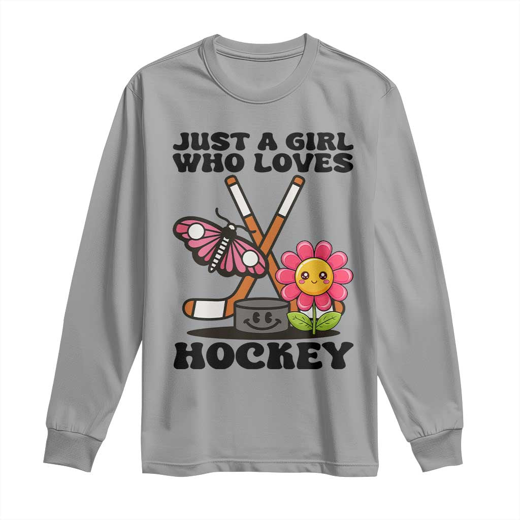 Just A Girl Who Loves Ice Hockey Long Sleeve Shirt Sports Lover Gift TS12 Sport Gray Print Your Wear