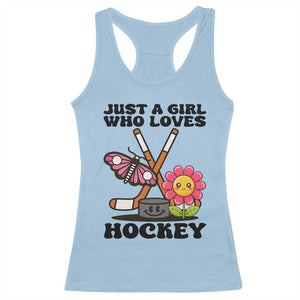 Just A Girl Who Loves Ice Hockey Racerback Tank Top Sports Lover Gift TS12 Light Blue Print Your Wear