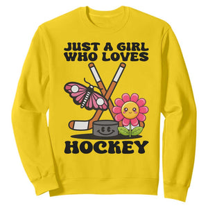 Just A Girl Who Loves Ice Hockey Sweatshirt Sports Lover Gift TS12 Daisy Print Your Wear
