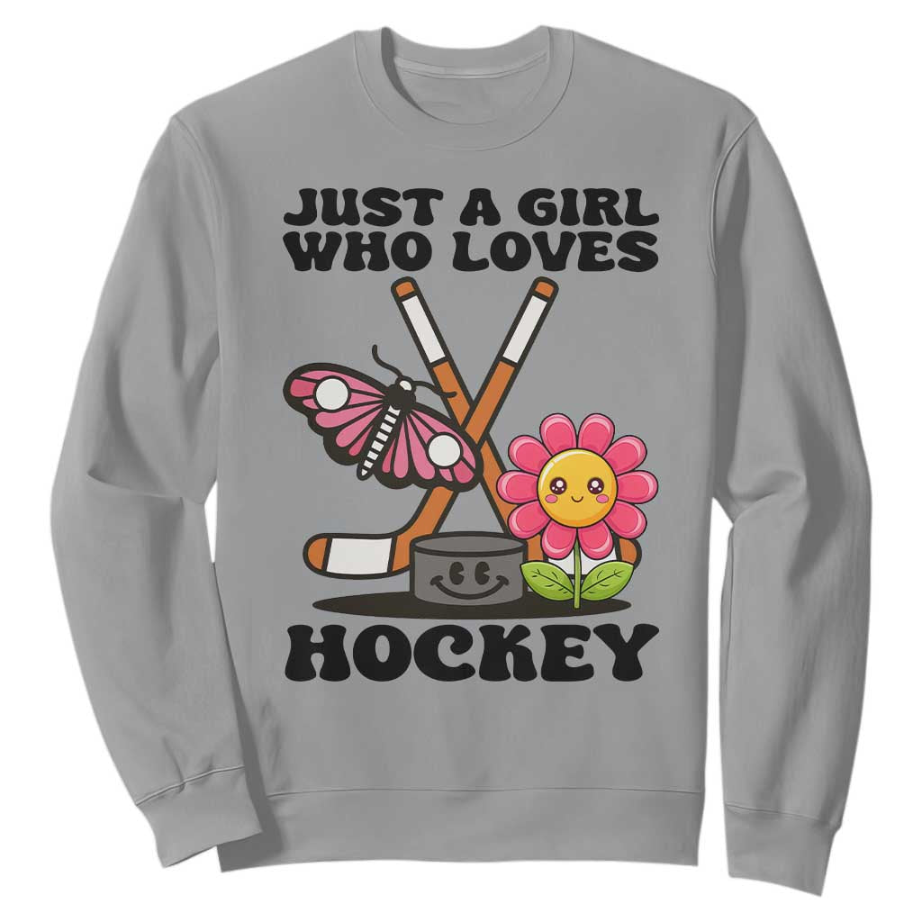Just A Girl Who Loves Ice Hockey Sweatshirt Sports Lover Gift TS12 Sport Gray Print Your Wear