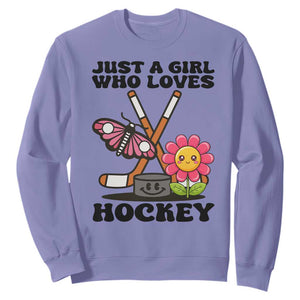 Just A Girl Who Loves Ice Hockey Sweatshirt Sports Lover Gift TS12 Violet Print Your Wear