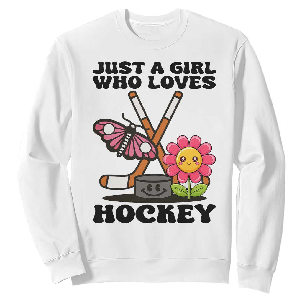 Just A Girl Who Loves Ice Hockey Sweatshirt Sports Lover Gift TS12 White Print Your Wear