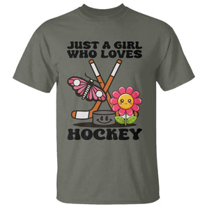 Just A Girl Who Loves Ice Hockey T Shirt Sports Lover Gift TS12 Military Green Print Your Wear
