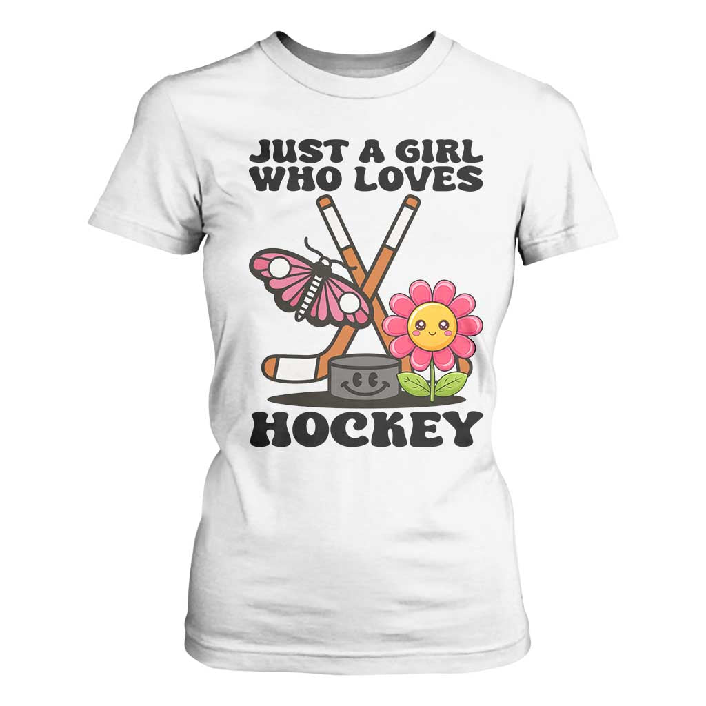 Just A Girl Who Loves Ice Hockey T Shirt For Women Sports Lover Gift TS12 White Print Your Wear
