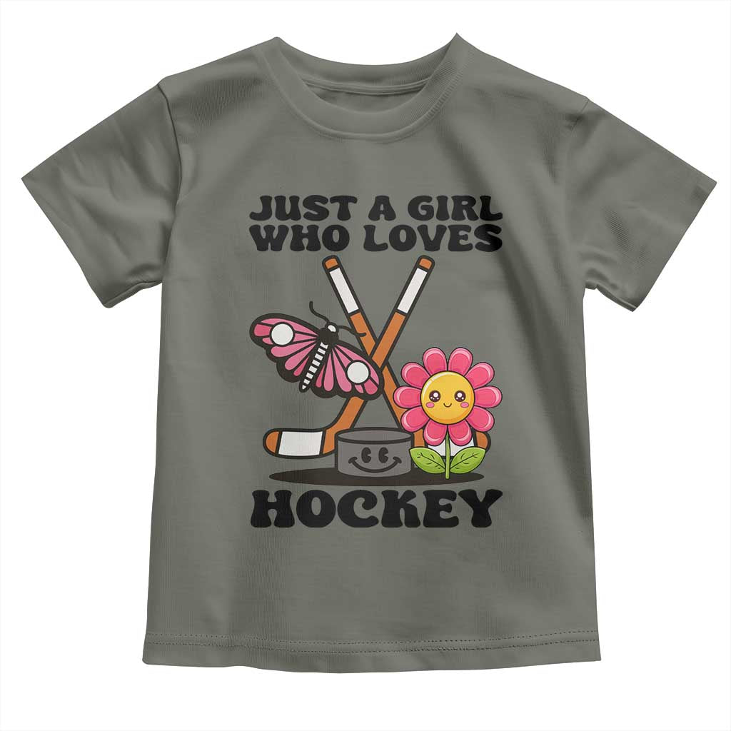 Just A Girl Who Loves Ice Hockey Toddler T Shirt Sports Lover Gift TS12 Military Green Print Your Wear