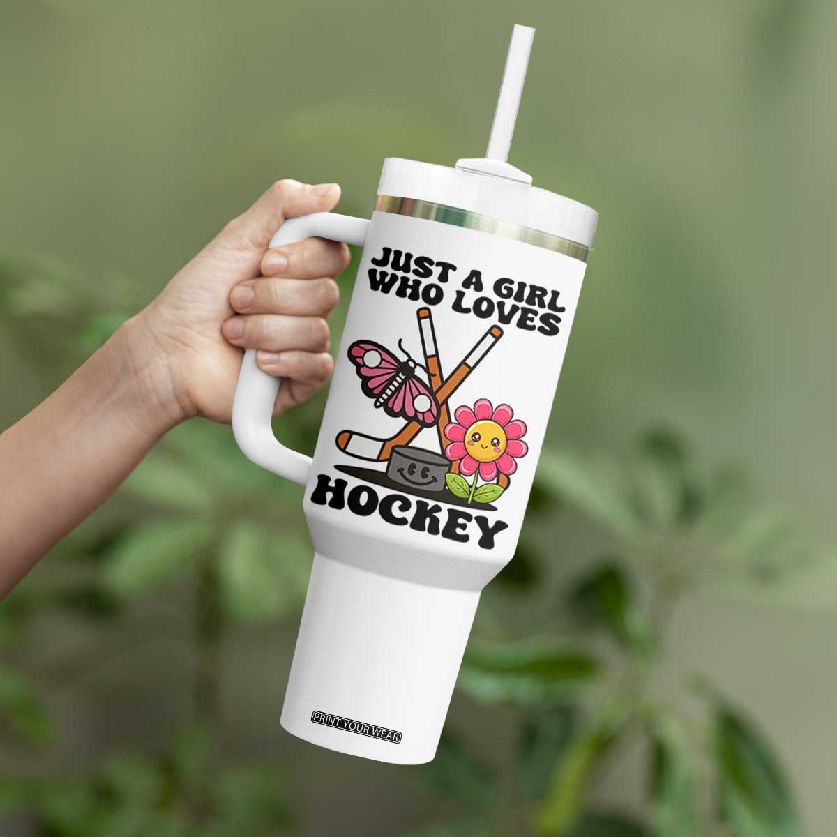 Just A Girl Who Loves Ice Hockey Tumbler With Handle Sports Lover Gift TS12 Print Your Wear