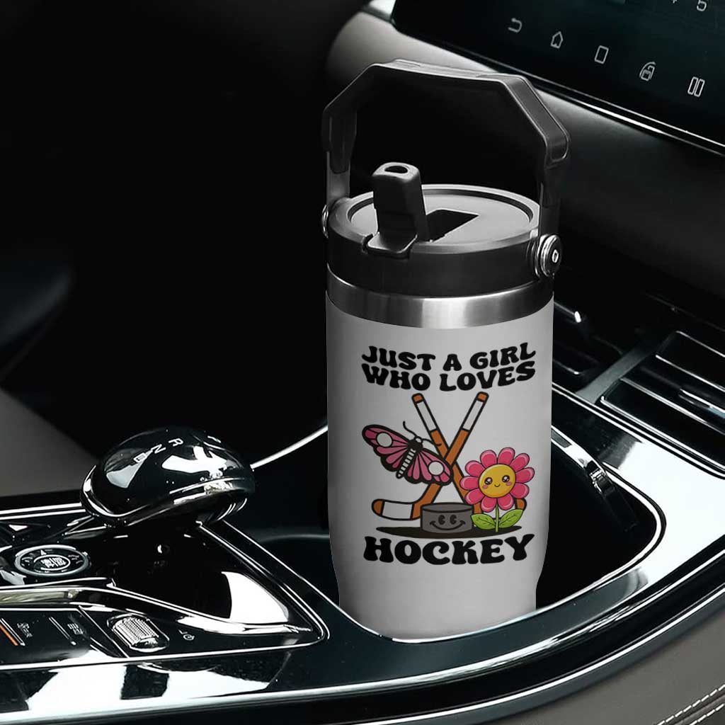 Just A Girl Who Loves Ice Hockey Flip Straw Tumbler Sports Lover Gift TS12 Print Your Wear