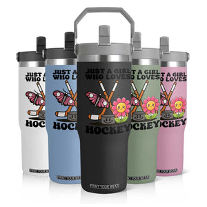 Just A Girl Who Loves Ice Hockey Flip Straw Tumbler Sports Lover Gift TS12 Print Your Wear