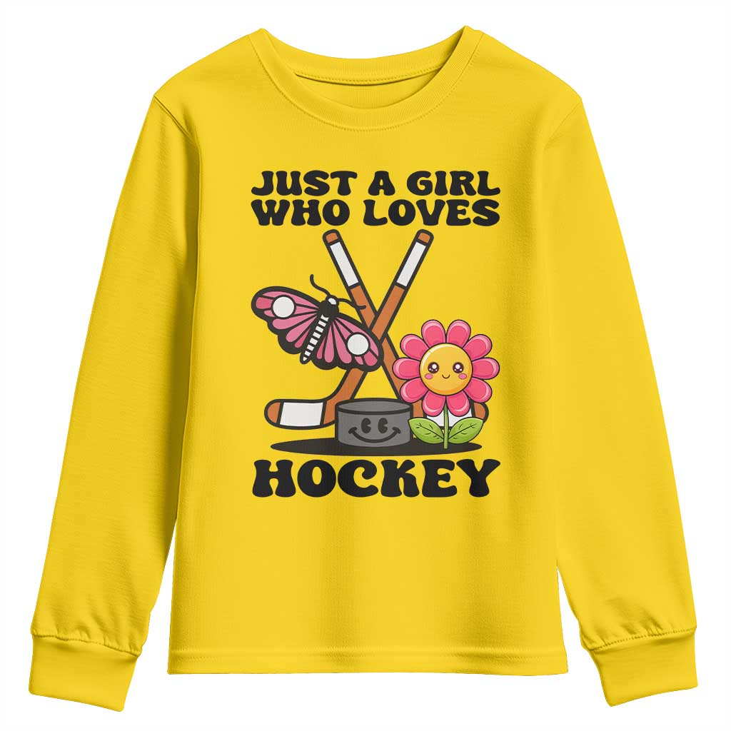 Just A Girl Who Loves Ice Hockey Youth Sweatshirt Sports Lover Gift TS12 Daisy Print Your Wear