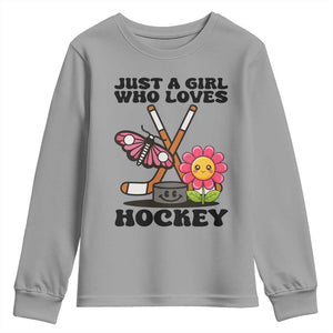 Just A Girl Who Loves Ice Hockey Youth Sweatshirt Sports Lover Gift TS12 Sport Gray Print Your Wear